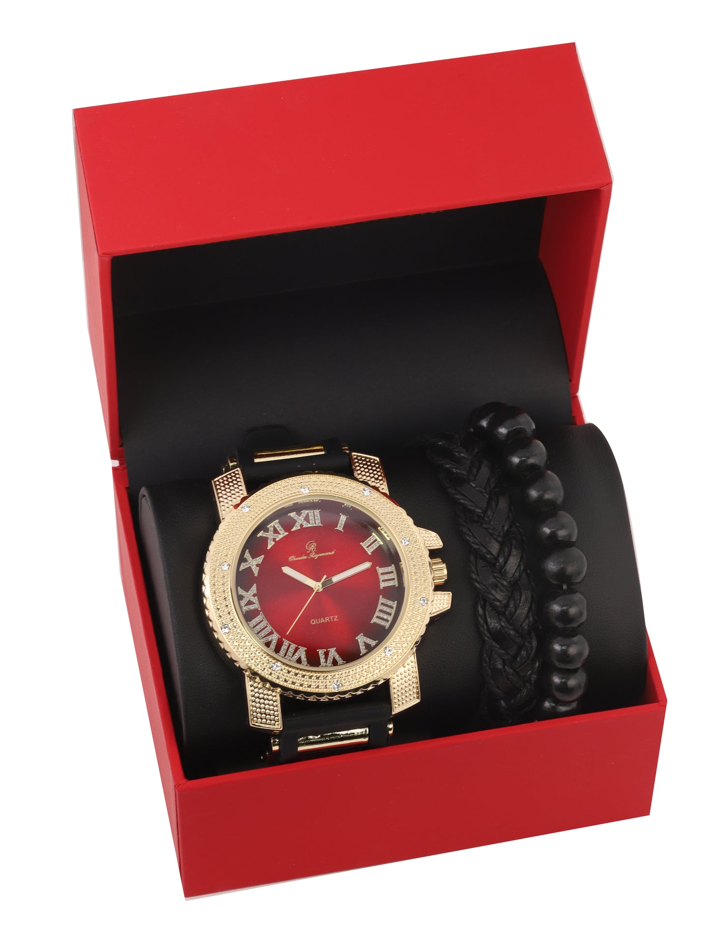 GJM Iced Out Watch with 2 Bracelet Set