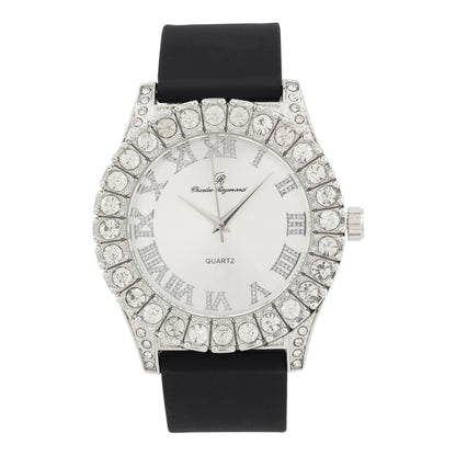 Men's Iced Out Silicone Band Wrist Watch ST10357