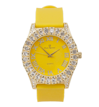 Men's Iced Out Silicone Band Wrist Watch ST10357