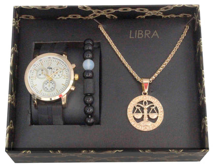 ST10449 Watch, Bracelet and Zodiac Necklace Set(Libra)