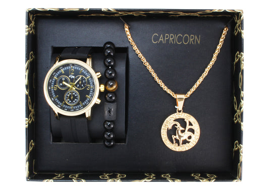 ST10449 Watch, Bracelet and Zodiac Necklace Set(Capricorn)