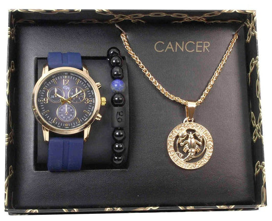 ST10449 Watch, Bracelet and Zodiac Necklace Set(Cancer)