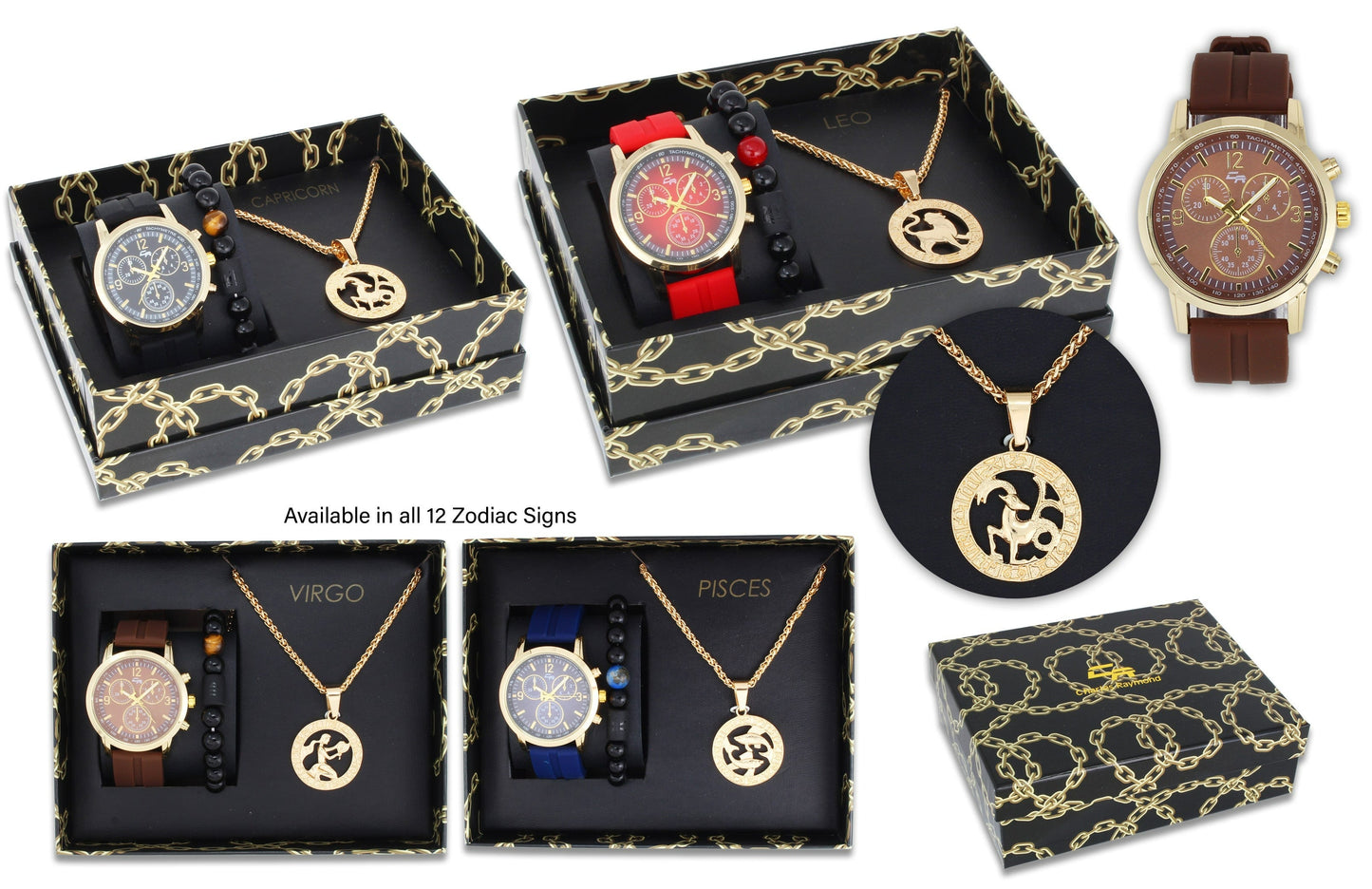ST10449 Watch, Bracelet and Zodiac Necklace Set(Pisces)
