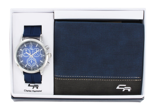 ST10465 Silicon Blue Band Watch and Blue Wallet Set