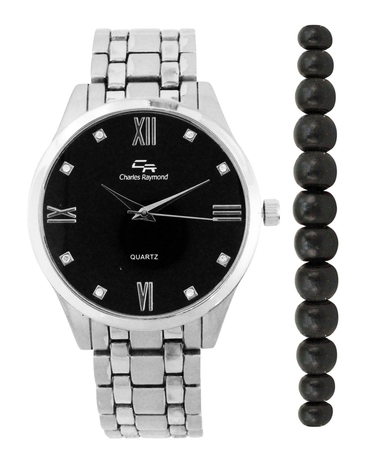ST10532/2482G Classic Metal Band Watch with Beaded Bracelet
