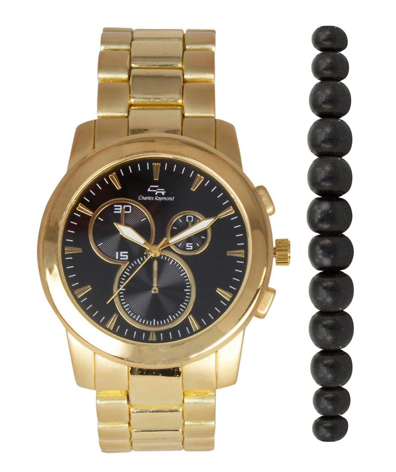 ST10533 Classic Metal Band Watch with Beaded Bracelet