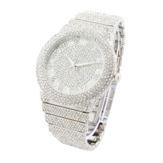 Product image CHARLES RAYMOND Luxury Bling-ed Out Baguette-Cut Rectangular Watch with Crystal Diamond Watch Pave Design ST10627