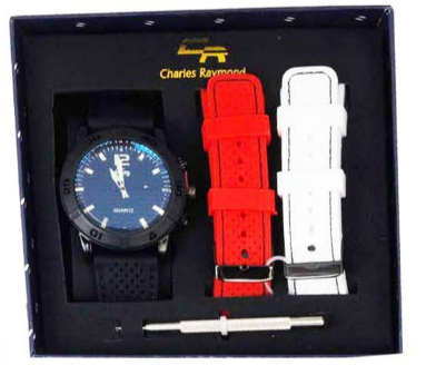 ST10442 Sport Watch with 2 Changeable Bands(Black/Black-Red/White)