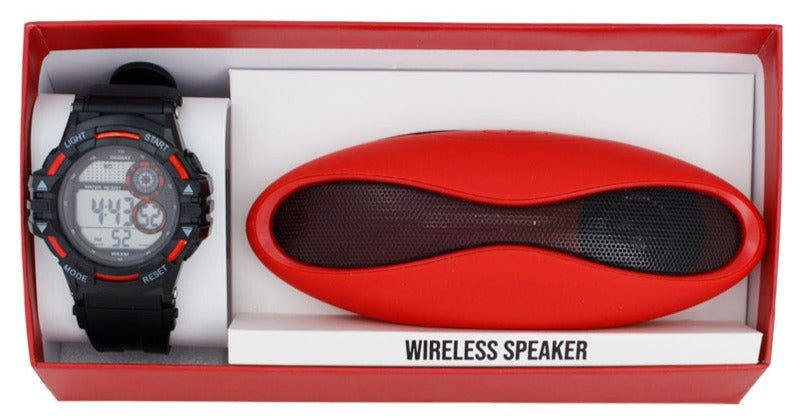 9068 Digital Watch and Wireless Speaker(Black/Red-Red)