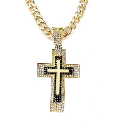 Z Two Tone Chain with Thick Cuban Chain and Ice Cross Pendant