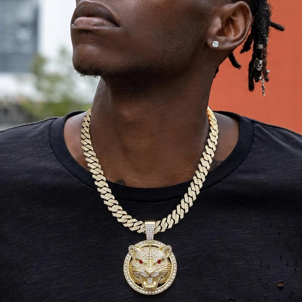 Iced Out Leopard Pendant on Z Chain