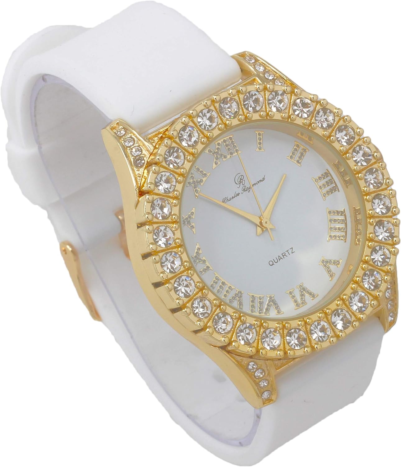 Men's Iced Out Silicone Band Wrist Watch ST10357