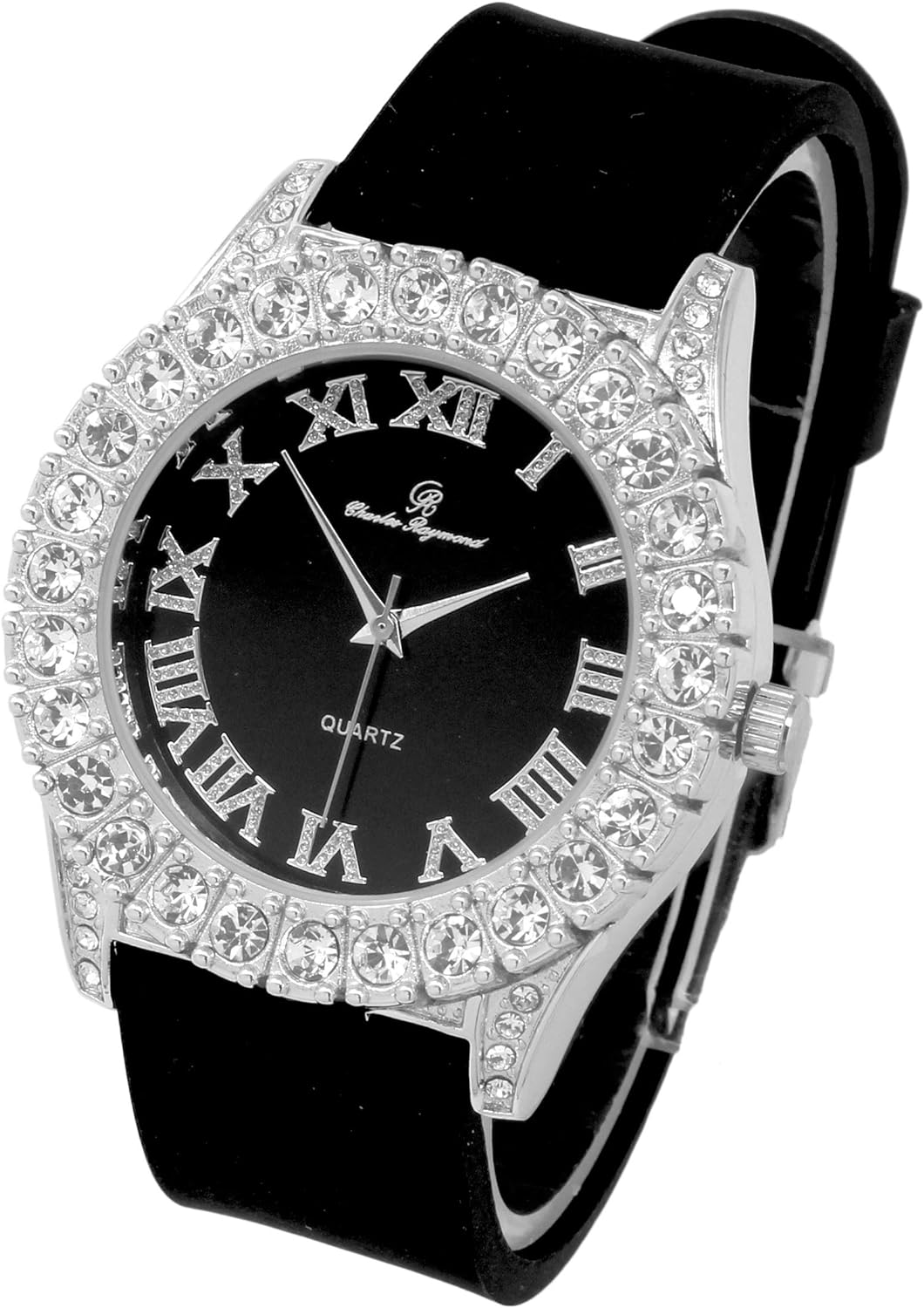 Men's Iced Out Silicone Band Wrist Watch ST10357