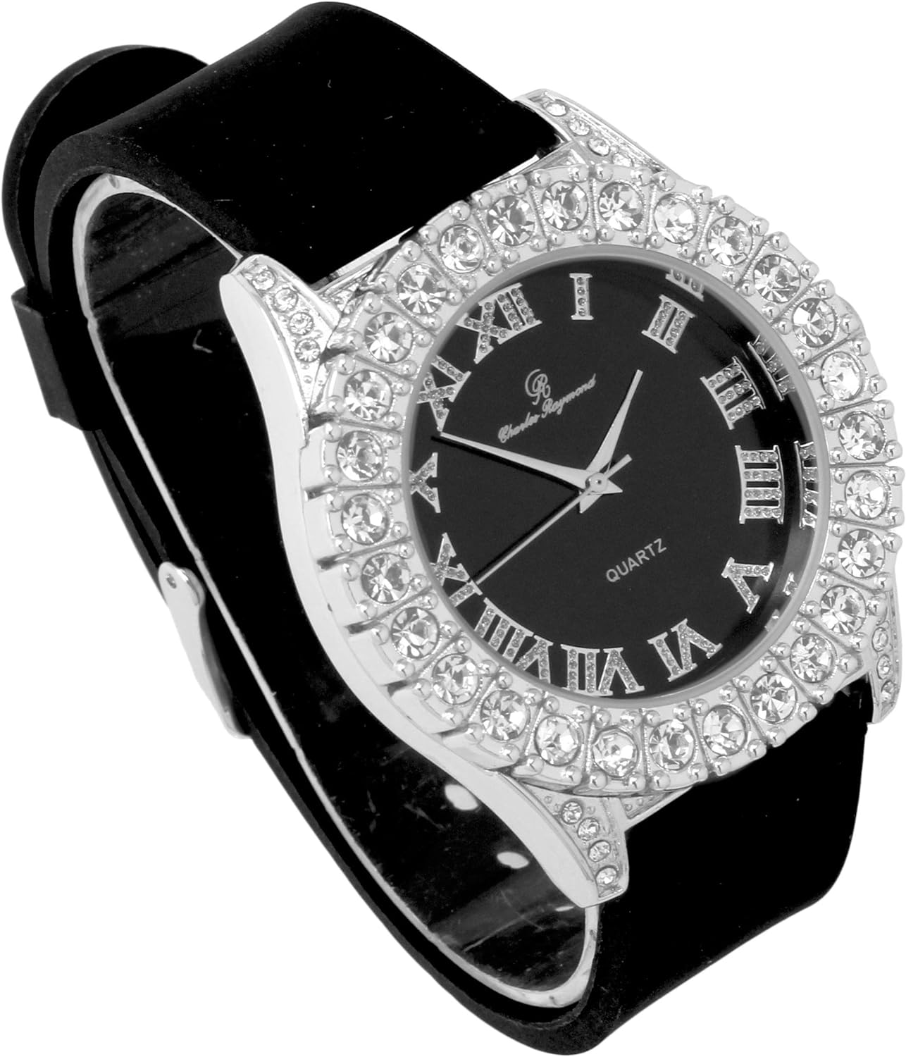 Men's Iced Out Silicone Band Wrist Watch ST10357