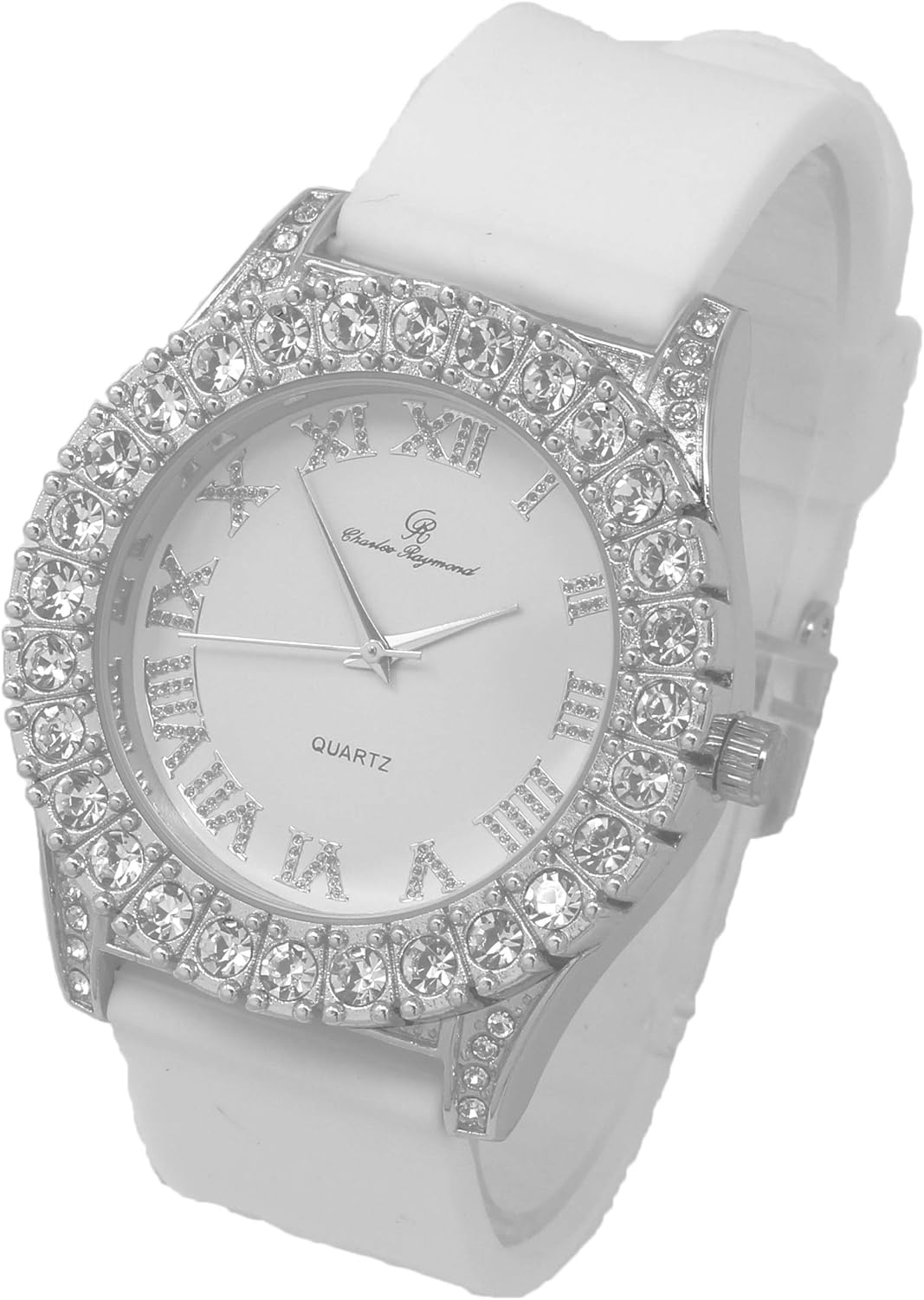 Men's Iced Out Silicone Band Wrist Watch ST10357