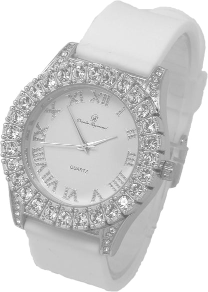 Men's Iced Out Silicone Band Wrist Watch ST10357