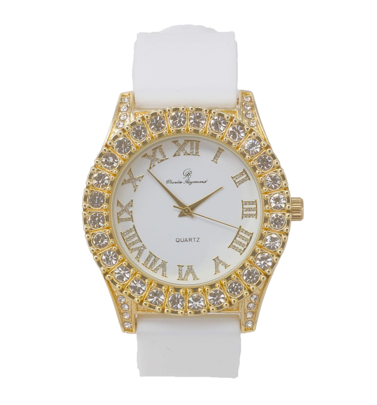 Men's Iced Out Silicone Band Wrist Watch ST10357