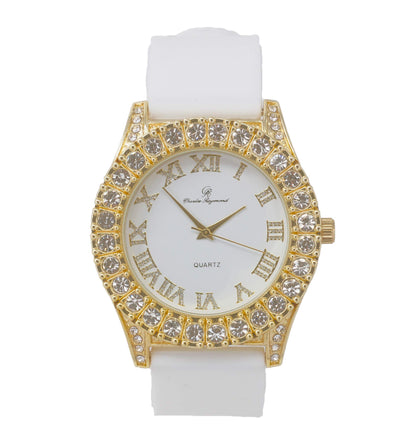 Men's Iced Out Silicone Band Wrist Watch ST10357