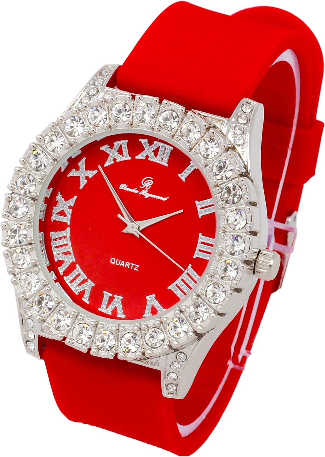 Men's Iced Out Silicone Band Wrist Watch ST10357