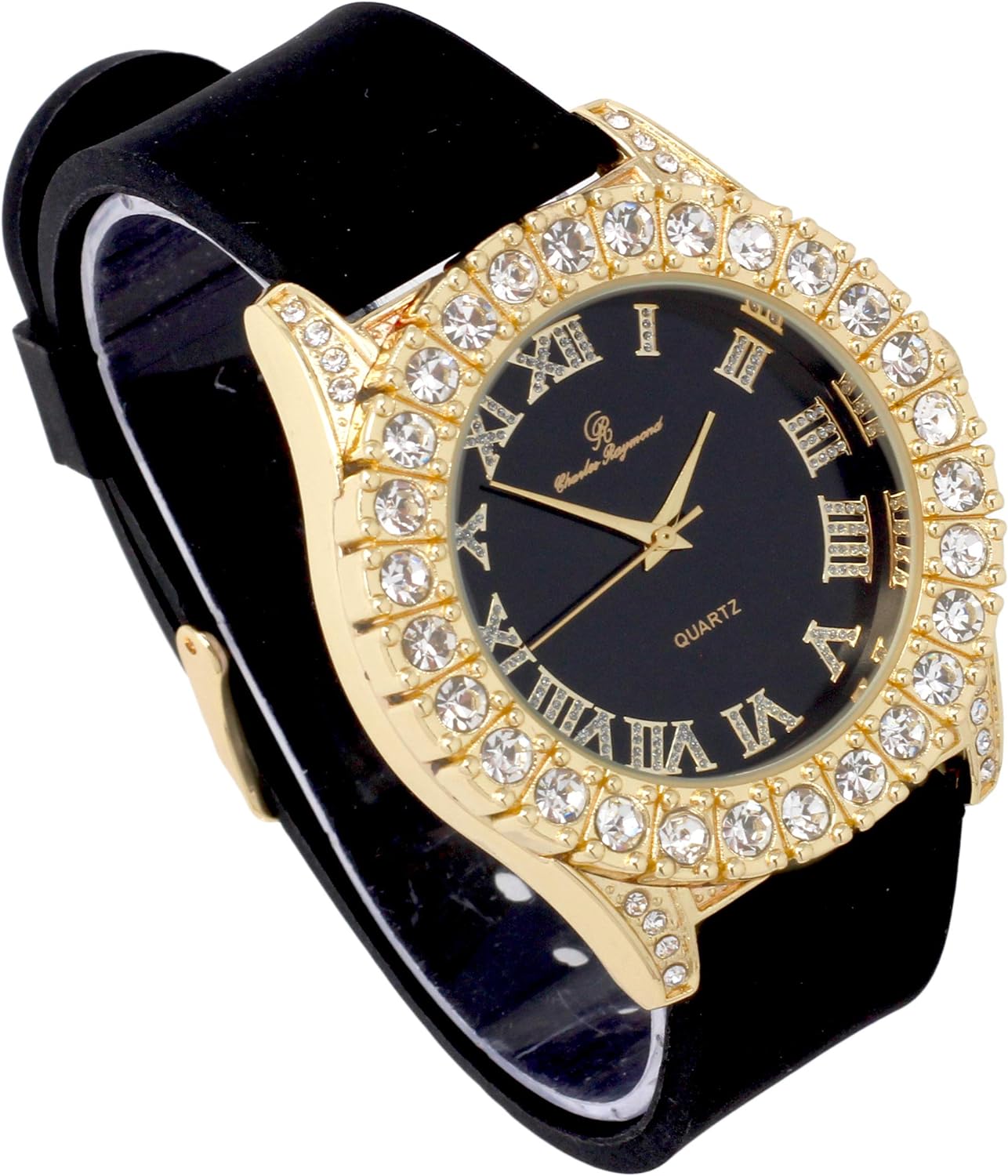 Men's Iced Out Silicone Band Wrist Watch ST10357