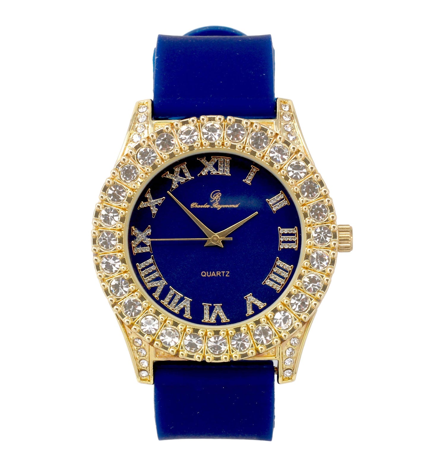 Men's Iced Out Silicone Band Wrist Watch ST10357