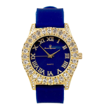 Men's Iced Out Silicone Band Wrist Watch ST10357