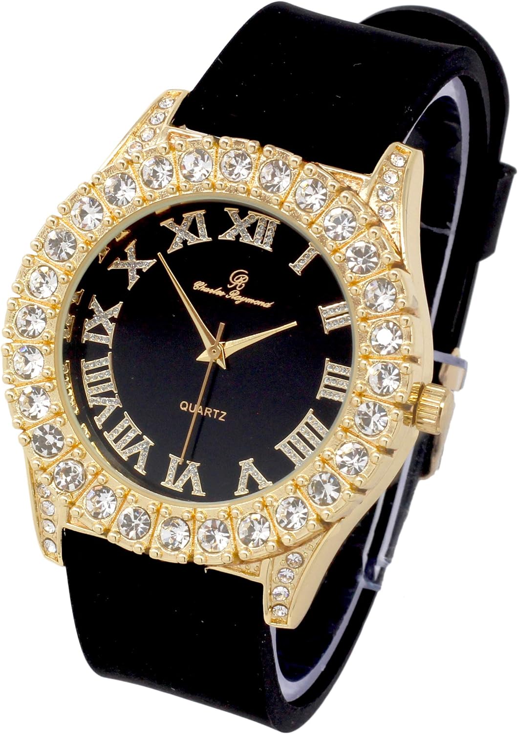 Men's Iced Out Silicone Band Wrist Watch ST10357